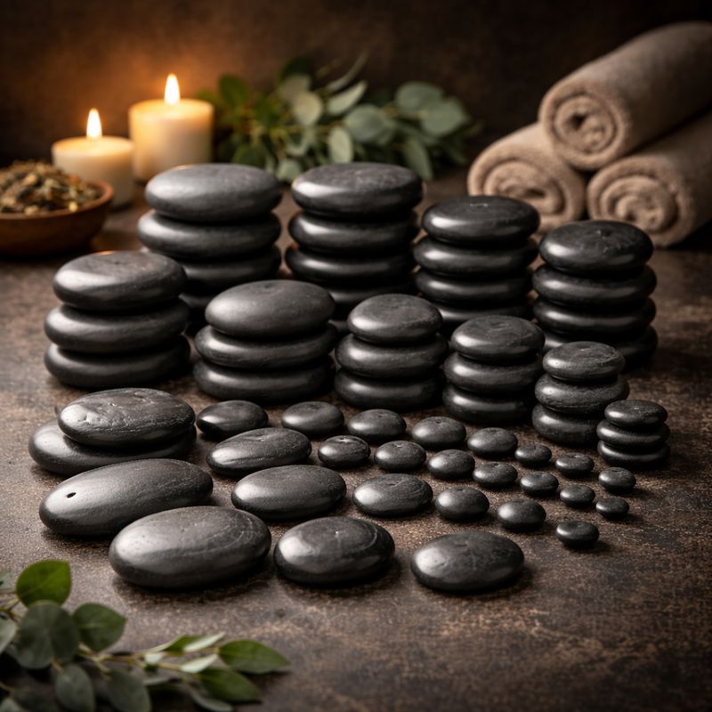 54-teiliges Hot Stones Set 1 – Basalt-Massagesteine für Wellness, Spa & Tiefenentspannung | Veyra-Soul
