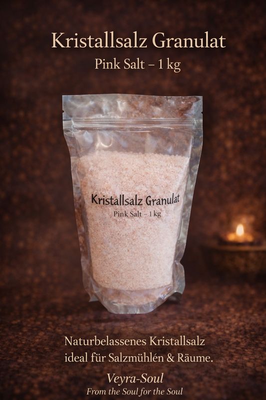 🧂 Kristallsalz Granulat – 1 kg | Pink Salt aus der Salt Range (Pakistan / Himalaya-Gebirgszug) | Veyra-Soul