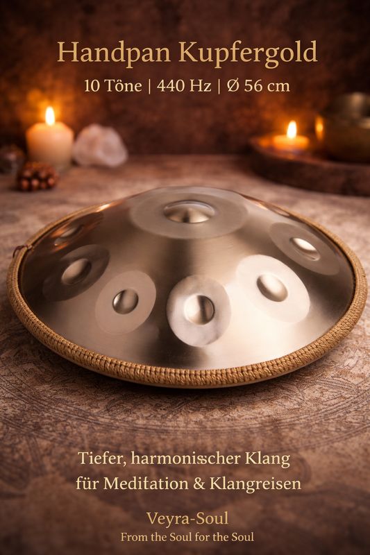 🌀 Handpan „Kupfergold“ – 10 Töne | 440 Hz | Ø 56 cm | Veyra-Soul