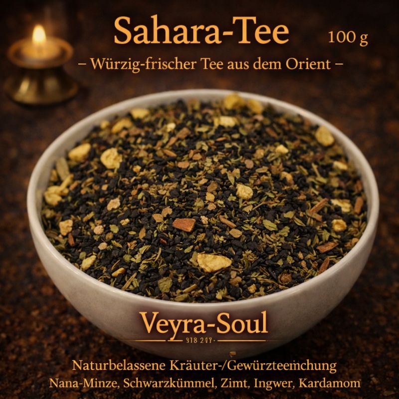 🌿 Sahara-Tee 100 g – Würzig-frischer orientalischer Kräuter- & Gewürztee | Veyra-Soul