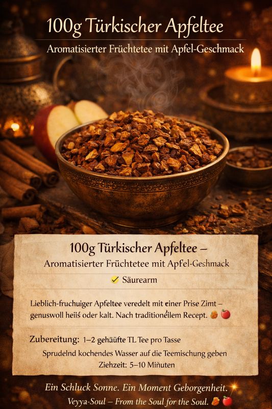 🍎 100g Türkischer Apfeltee – Aromatisierter Früchtetee mit Apfel-Geschmack / Veyra-Soul
