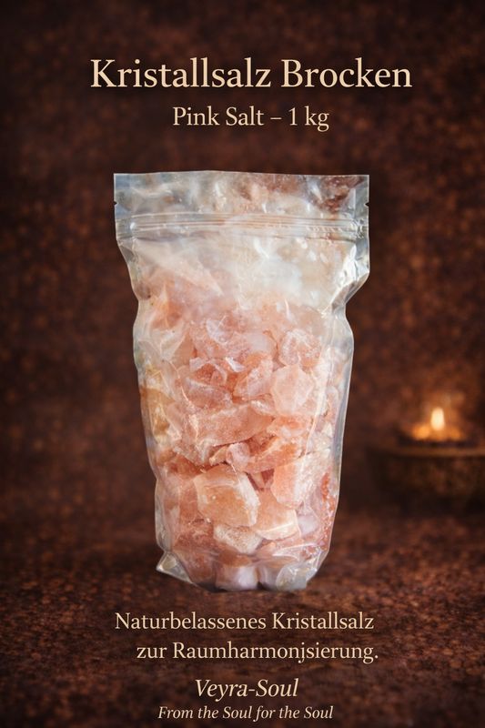 🧂 Kristallsalz Brocken – 1 kg | Pink Salt Natur Salz aus Pakistan (Himalaya-Gebirgszug) | Veyra-Soul