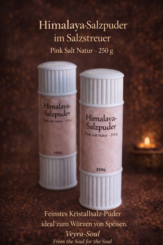 🧂 Salzstreuer mit 250 g feinstem Himalaya-Salzpuder Pink Salt Natur Salz | Veyra-Soul