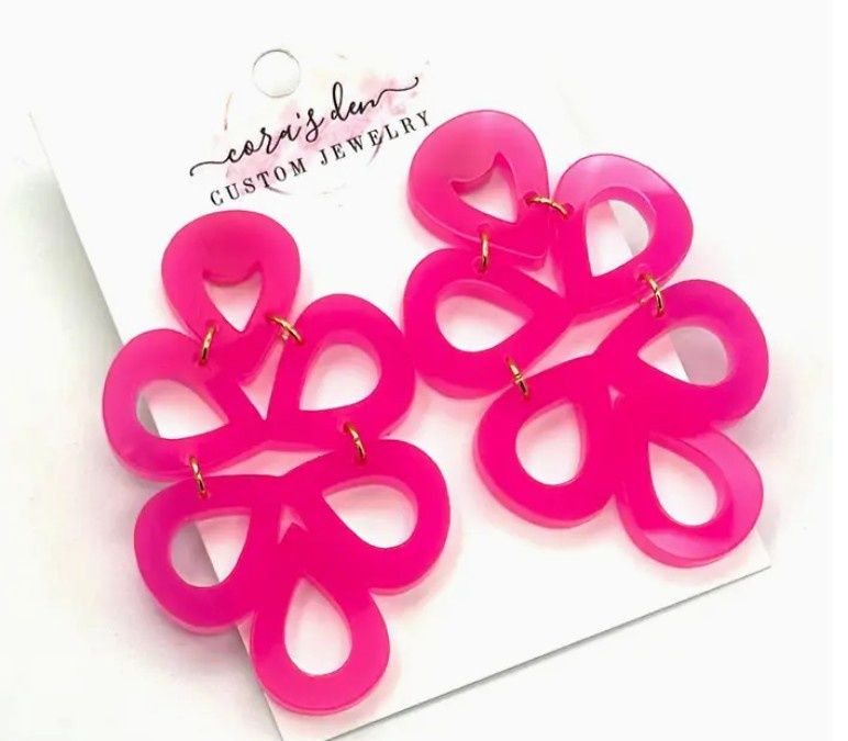 Geometric Hot Pink Earrings