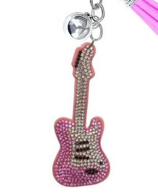 Crystal Keychain - Pink Guitar