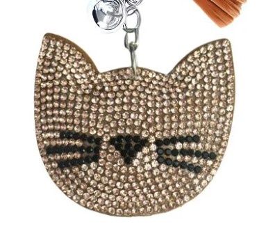 Crystal Keychain - Cat Face Bronze