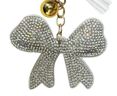 Crystal Keychain - Bow Silver