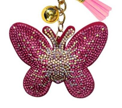 Crystal Keychain - Butterfly Pink