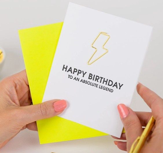 Absolute Legend - Lightning Bolt Paperclip Letterpress Card