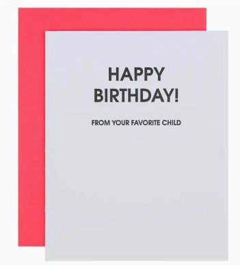 Birthday Favorite Child Letterpress Card