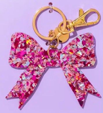 Keychain - Bow - Pink Confetti