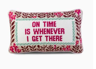 Needlepoint Pillow - On Time