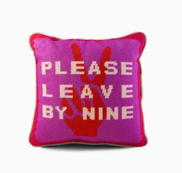 Needlepoint Pillow - Leave By Nine