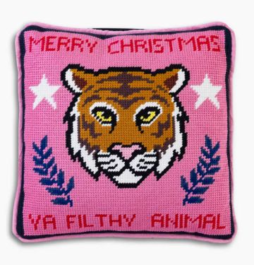 Needlepoint Pillow - Merry Christmas Filthy Animal