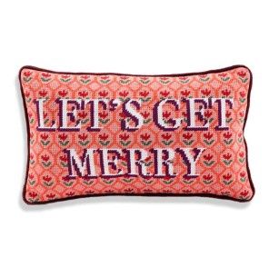 Needlepoint Pillow - Lets Get Merry