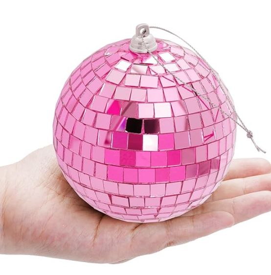 Mirror Disco Ball - Orn 4&quot; Pink