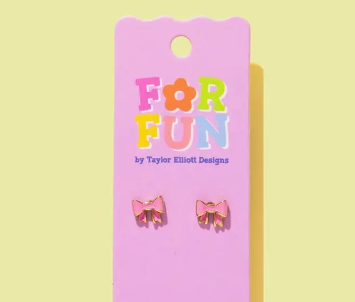Stud Earrings - Pink Bows