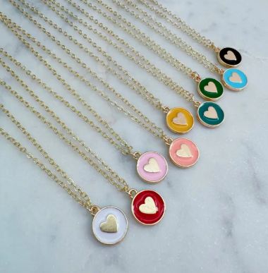 Colorful Heart Necklace - Light Blue
