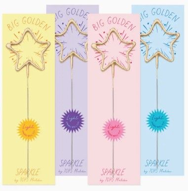 8" Big Gold Star Sparkler Wand