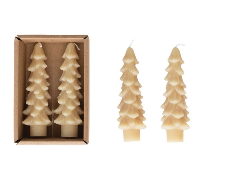 Unscented Tree Shaped Taper Candles, Set of 2
