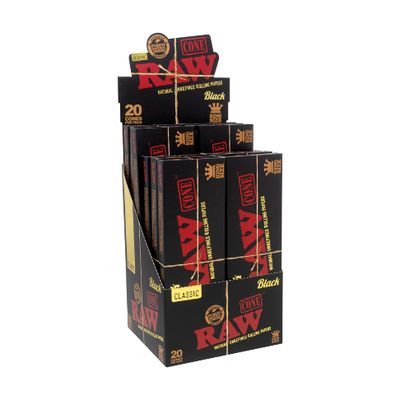 Raw Cones Black 20pk 12ct - King Size