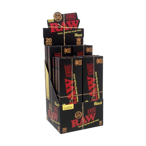 Raw Cones Black 20pk 12ct - 1.25&quot;