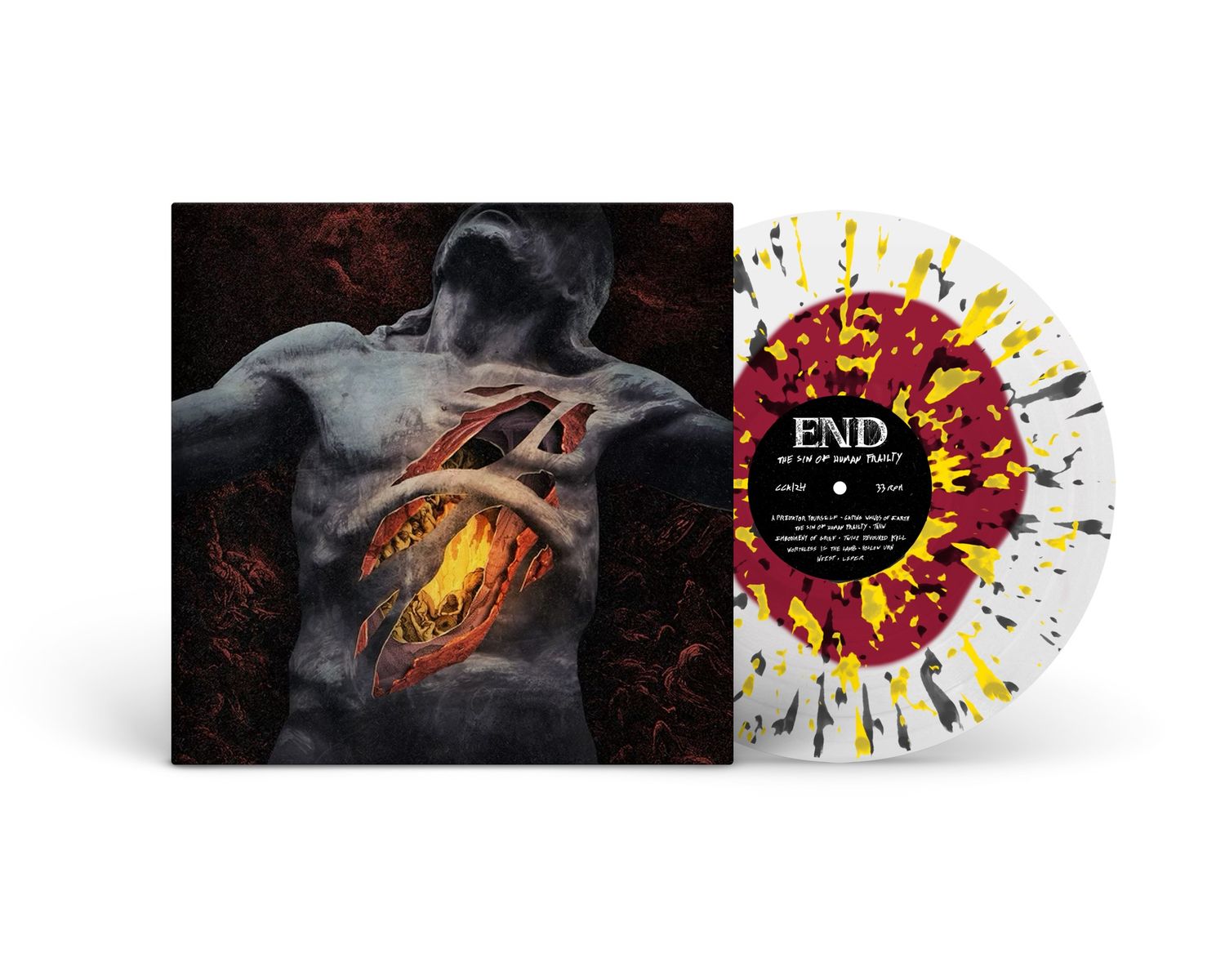 END - THE SIN OF HUMAN FRAILTY (OXBLOOD IN CLEAR WITH SPLATTER) (INDIE EXCLUSIVE) (VINYL) (12" LP RECORD)
