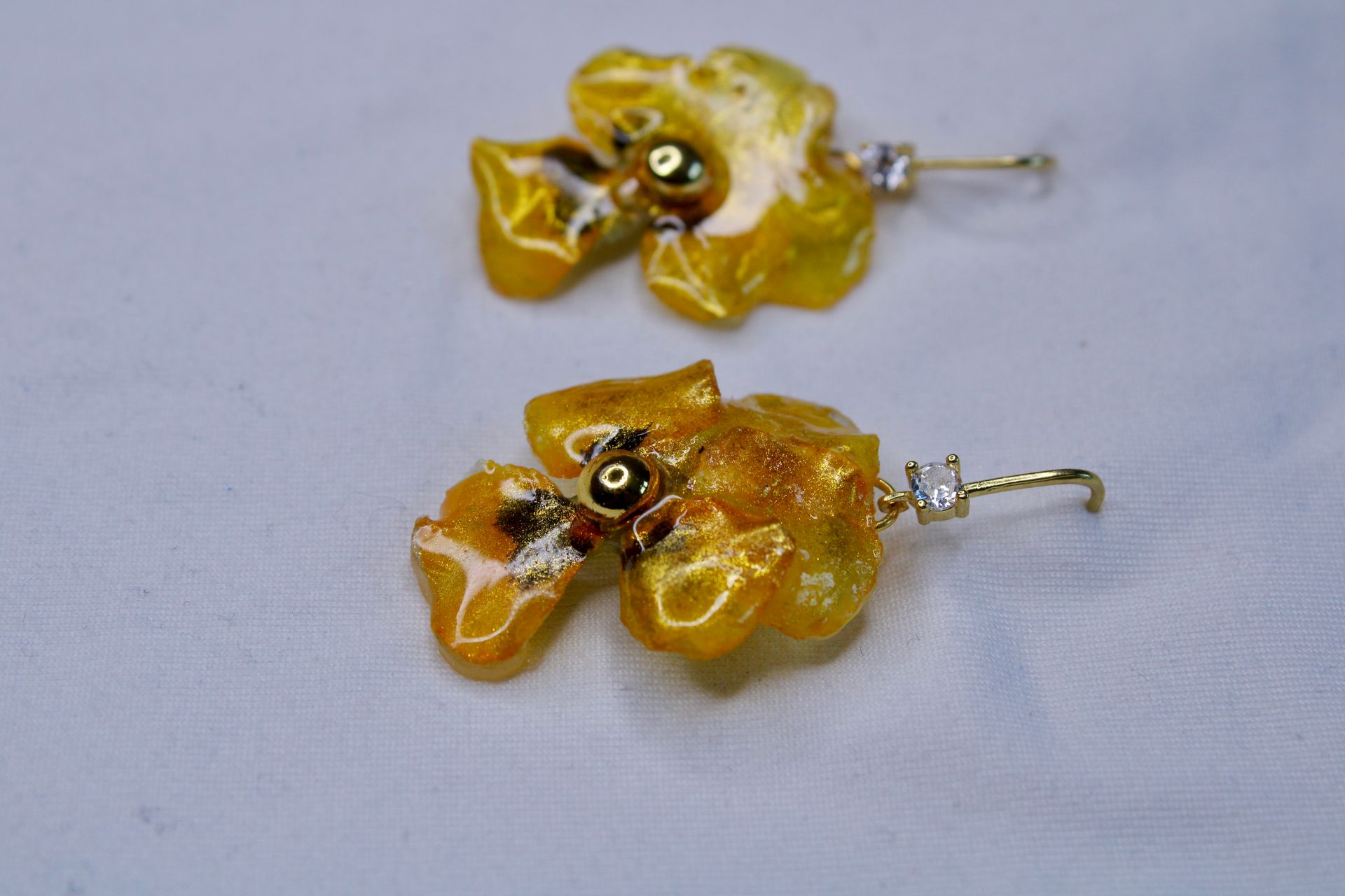 Golden Pansy Earrings
