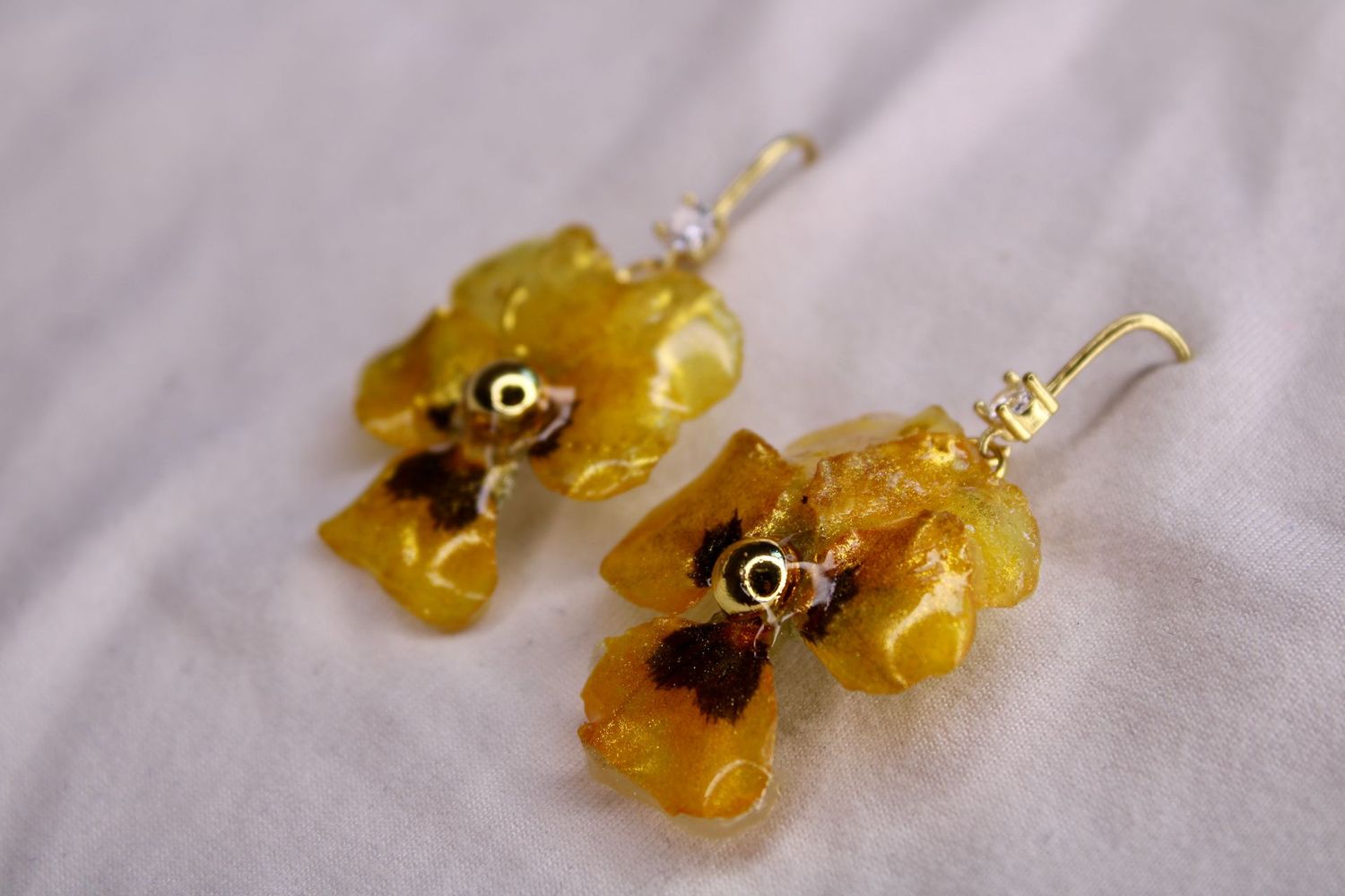 Golden Pansy Earrings