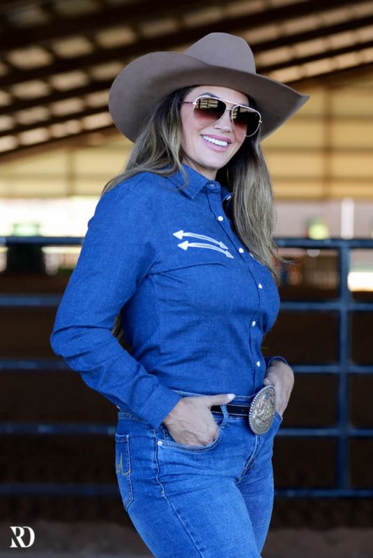 STRETCH DENIM STITCHED PERFORMANCE RODEO SHIRT