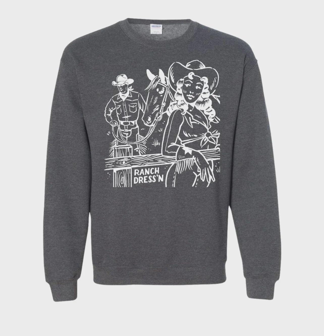 KEEP WALKING COWBOY DARK HEATHER CREWNECK
