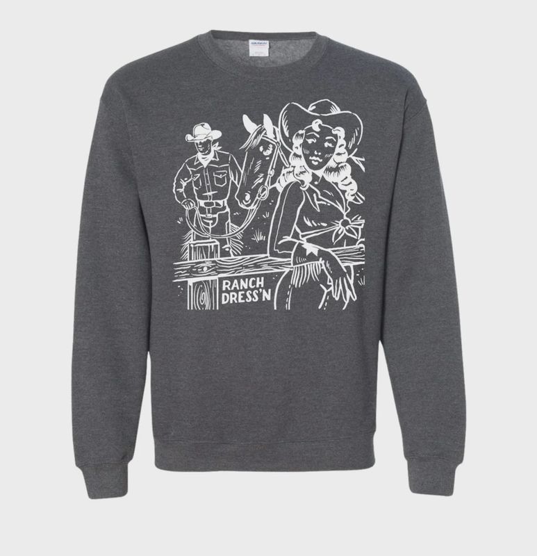 KEEP WALKING COWBOY DARK HEATHER CREWNECK