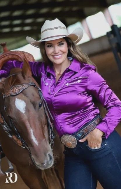 PECOS PURPLE SATIN PERFORMANCE RODEO SHIRT (ADULT)