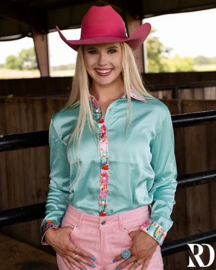 WILD CACTUS SATIN PERFORMANCE RODEO SHIRT