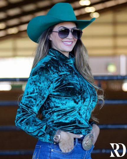 EMERALD VELVET PERFORMANCE RODEO SHIRT