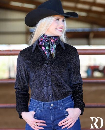 BLACK VELVET SPARKLE PERFORMANCE RODEO SHIRT