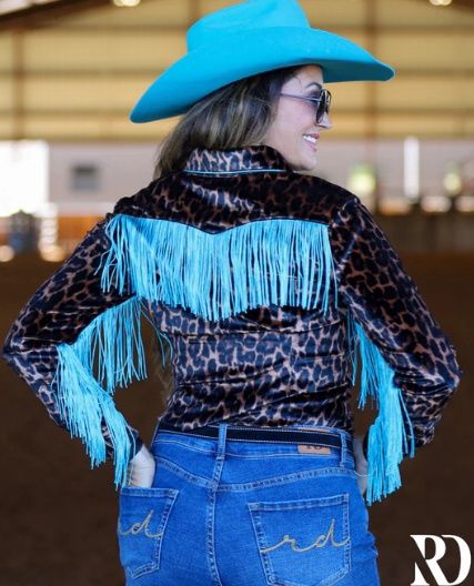 LEOPARD &amp; FRINGE VELVET PERFORMANCE RODEO SHIRT
