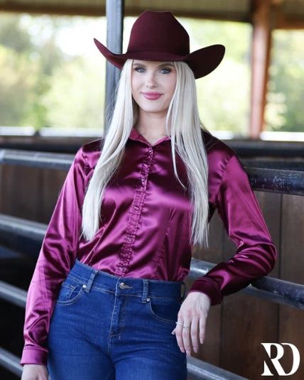 DEEP PLUM SATIN PERFORMANCE RODEO SHIRT