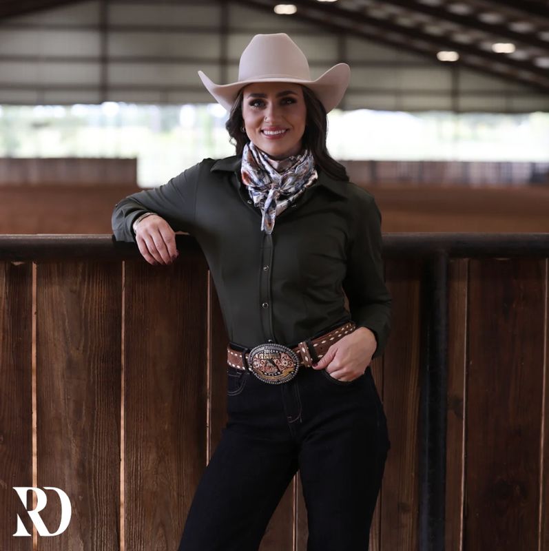 OLIVE SOLID PERFORMANCE RODEO SHIRT