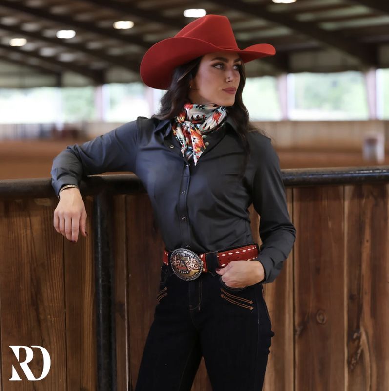 CHARCOAL PERFORMANCE RODEO SHIRT