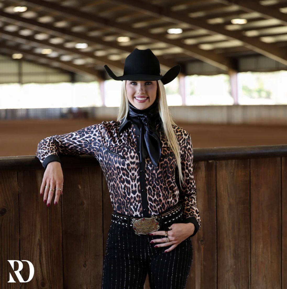 BLACK LEOPARD PERFORMANCE RODEO SHIRT