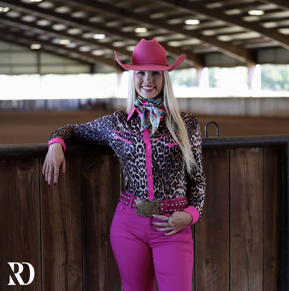 PINK LEOPARD PERFORMANCE RODEO SHIRT