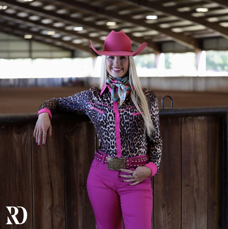 PINK LEOPARD PERFORMANCE RODEO SHIRT