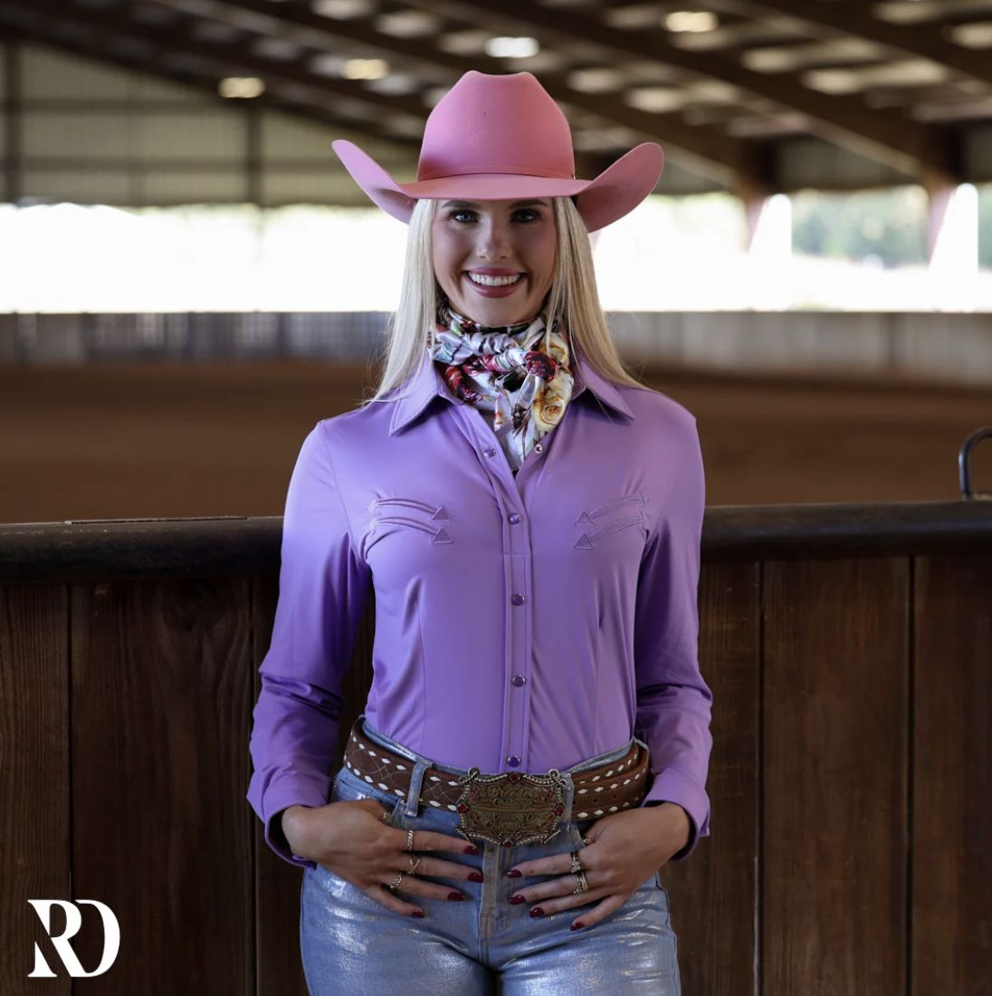 PURPLE STITCHED PERFORMANCE RODEO SHIRT