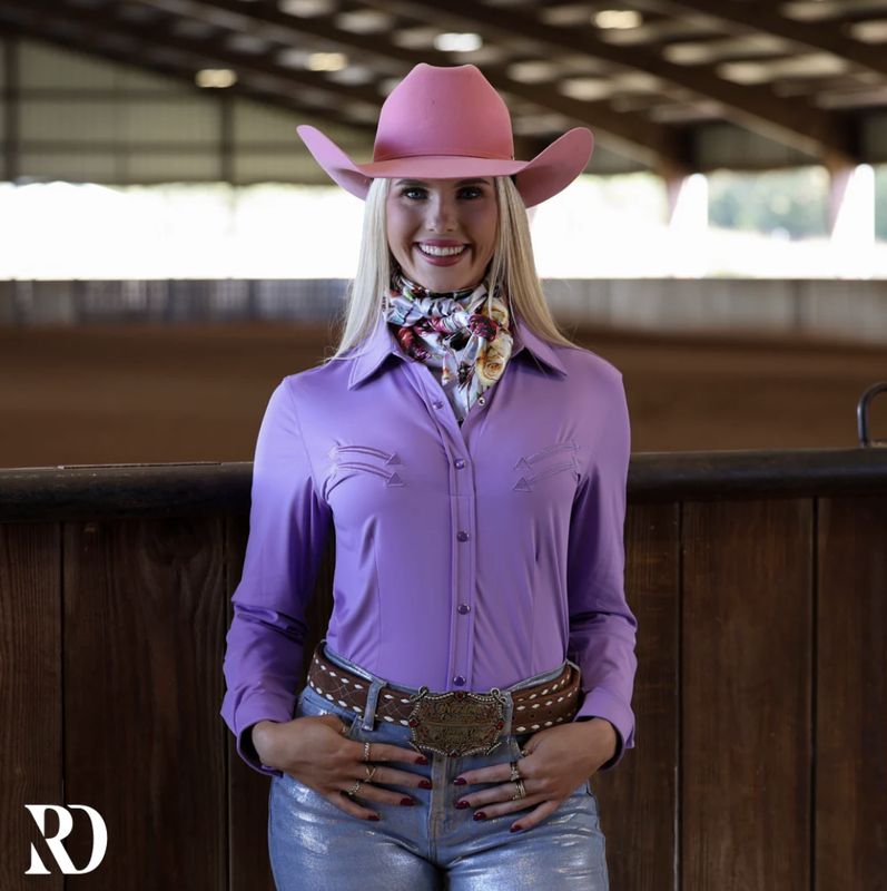 PURPLE STITCHED PERFORMANCE RODEO SHIRT