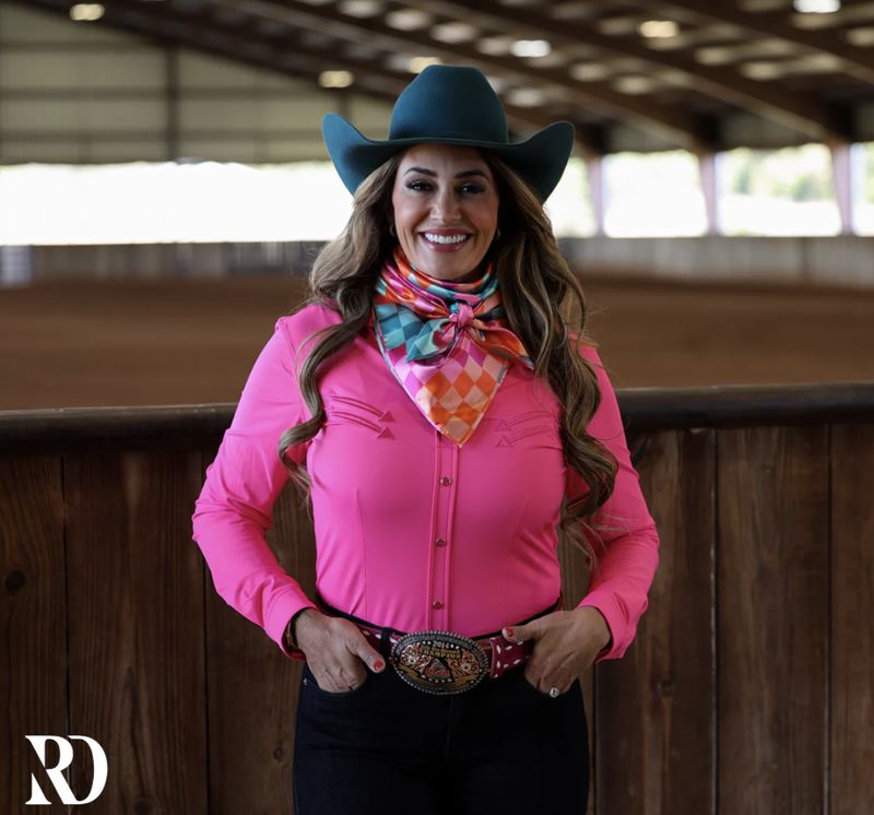 PINK STITCHED PERFORMANCE RODEO SHIRT