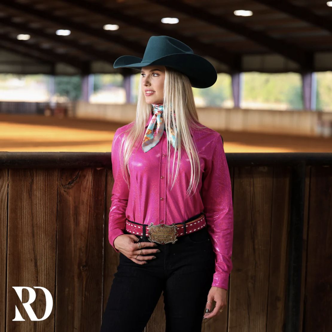 HOT PINK SPARKLE PERFORMANCE RODEO SHIRT