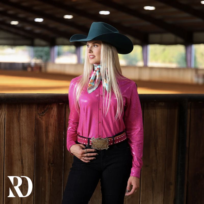 HOT PINK SPARKLE PERFORMANCE RODEO SHIRT