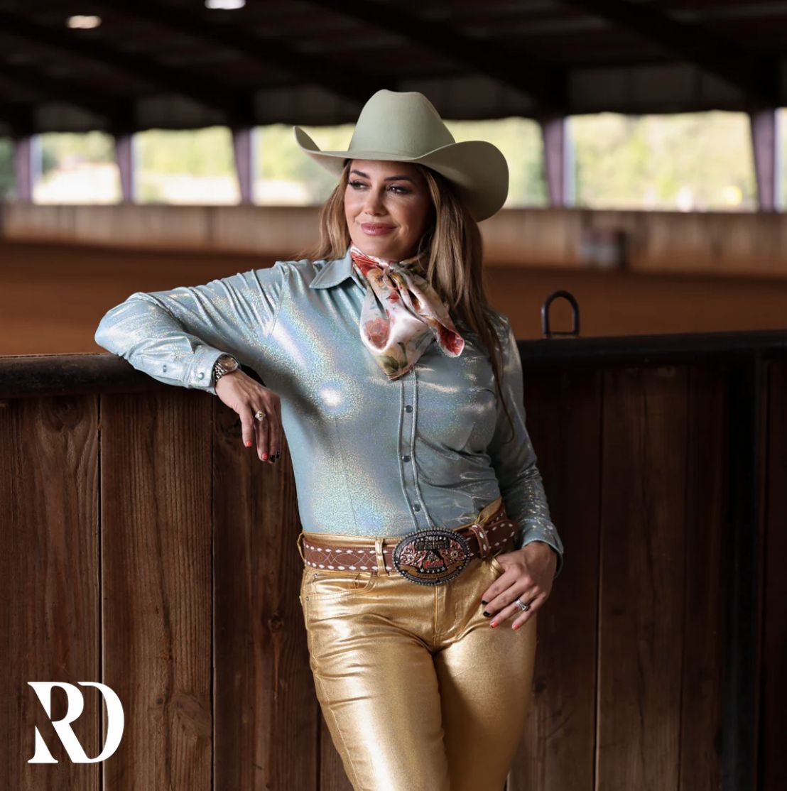 SEAFOAM SPARKLE PERFORMANCE RODEO SHIRT