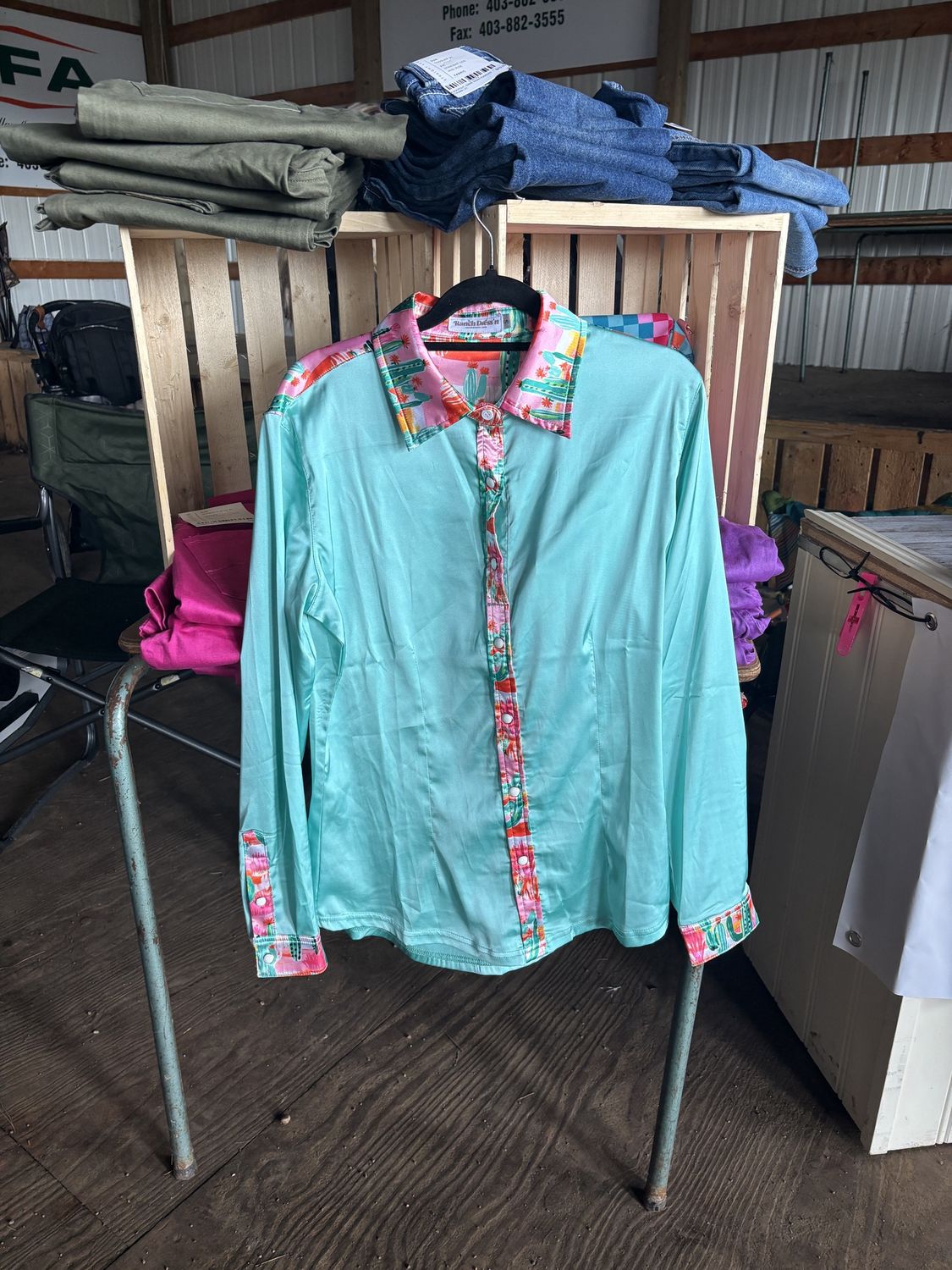 Shirt Off My Back Sale - Wild Cactus Satin (Size Small)